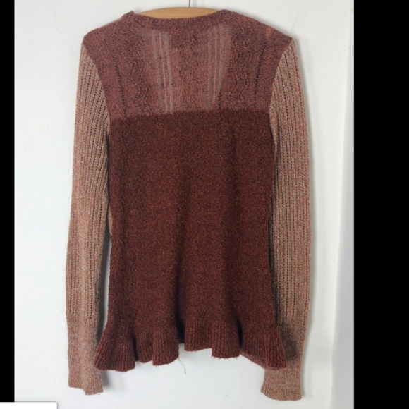 BKE Buckle Layered Asymmetric Brown Sweater - Picture 4 of 5